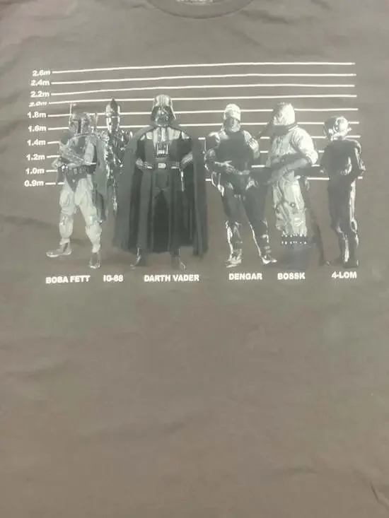 Star Wars Bounty Hunter Lineup Graphic T-Shirt Darth Vader Boba Fett - Picture 1 of 5